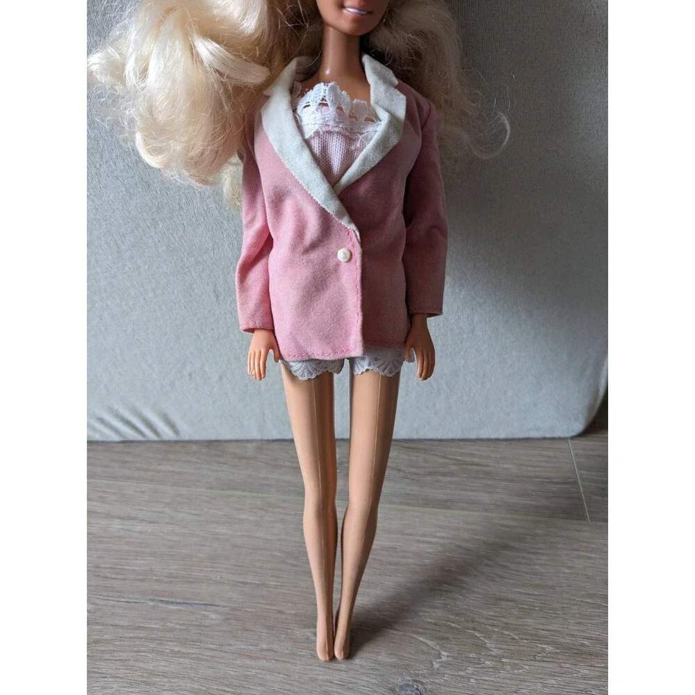 Vintage Day to Night Barbie Fashion Doll 1984 7929 Pink Coat PJ Hat Lace NO DOLL